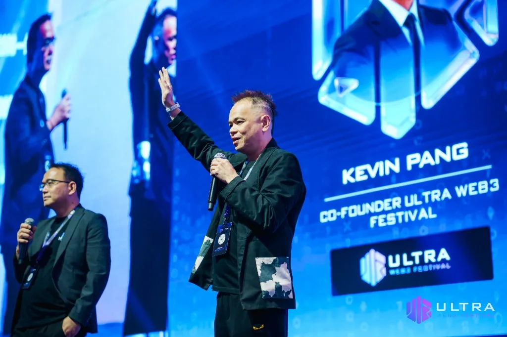 ULTRA co-founder Kevin Pang speaking on the main stage